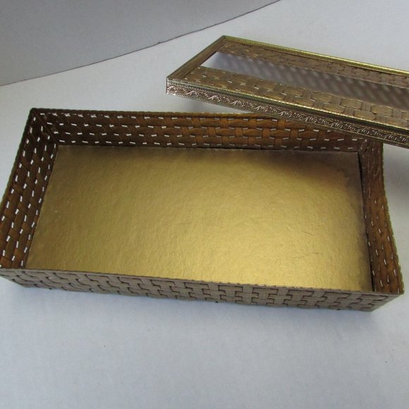 Stylebuilt Filigree Basket Weave Tissue Box Holder Cover Hollywood Regency Chic - Picture 5 of 7